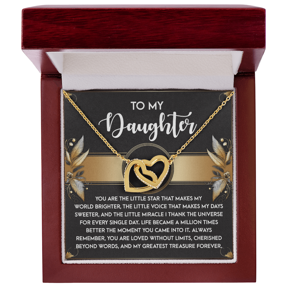 To My Daughter - My Greatest Treasure Interlocking Hearts Necklace Birthday, Graduation, Christmas Gift - Mallard Moon Gift Shop