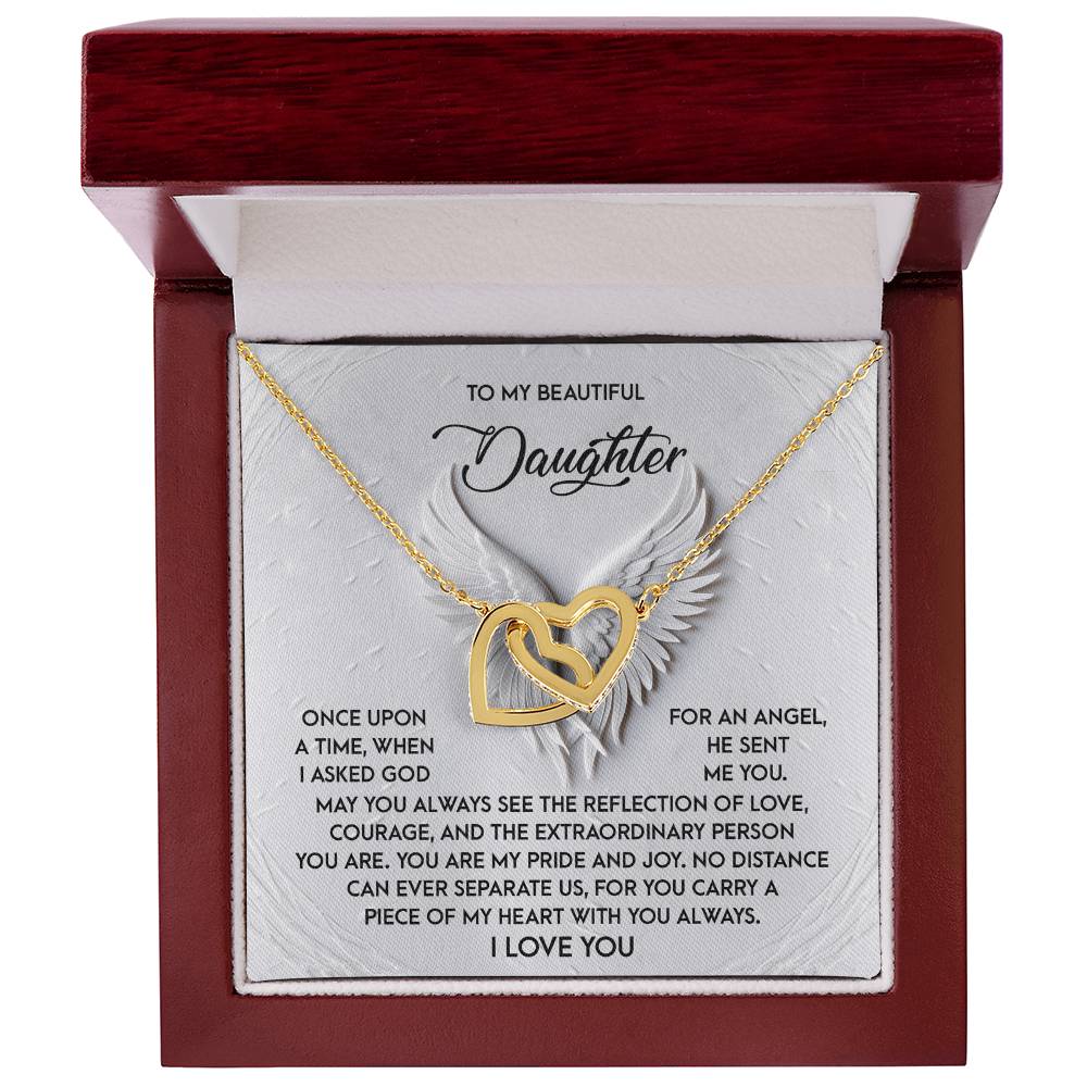 To My Beautiful Daughter - You Are My Angel - Interlocking Hearts Necklace - Mallard Moon Gift Shop