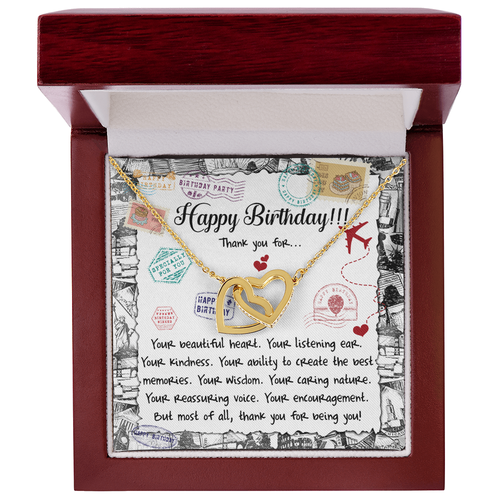 Happy Birthday Daughter Interlocking Hearts Necklace – Thank You for Being You | Meaningful Birthday Gift from Parent - Mallard Moon Gift Shop