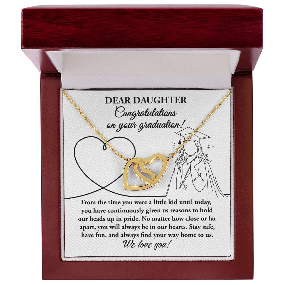 Dear Daughter Congratulations on your Graduation Interlocking Hearts Pendant Necklace - Mallard Moon Gift Shop