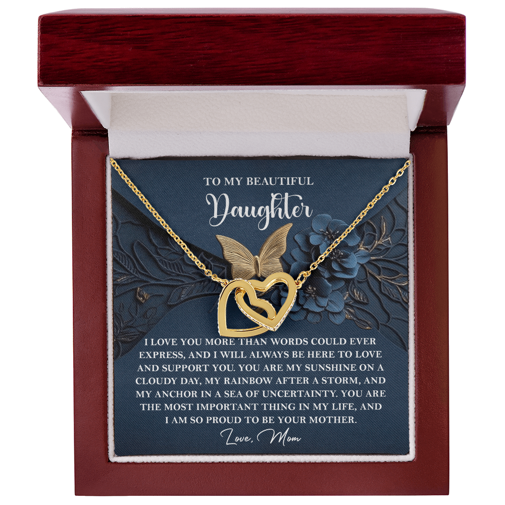 Daughter Gift - My Sunshine - Interlocking Hearts Necklace – A Heartfelt Gift from Mom - Mallard Moon Gift Shop