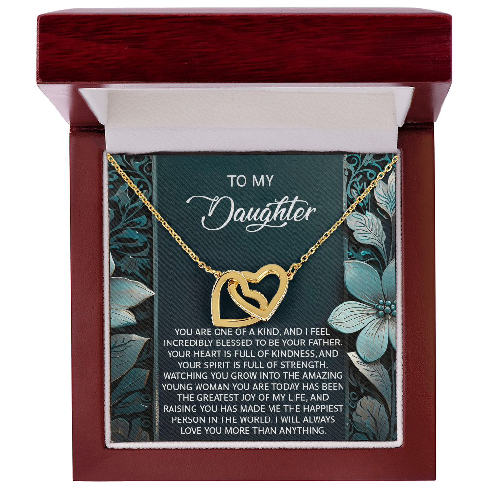 To My Daughter Interlocking Hearts Necklace – A Heartfelt Gift She'll Cherish Forever - I am Blessed to be your Father - Mallard Moon Gift Shop