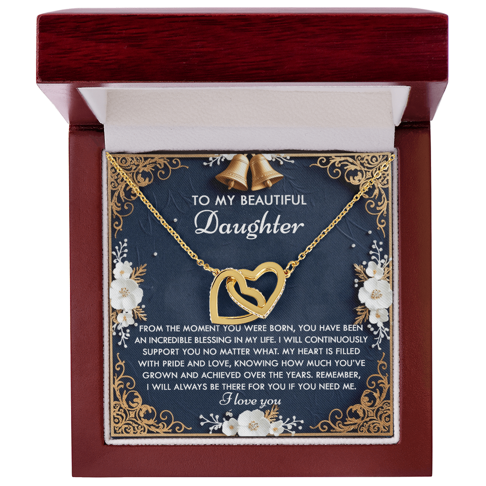 To My Beautiful Daughter - My Blessing - Interlocking Hearts Necklace – A Sentimental Gift of Love & Support - Mallard Moon Gift Shop