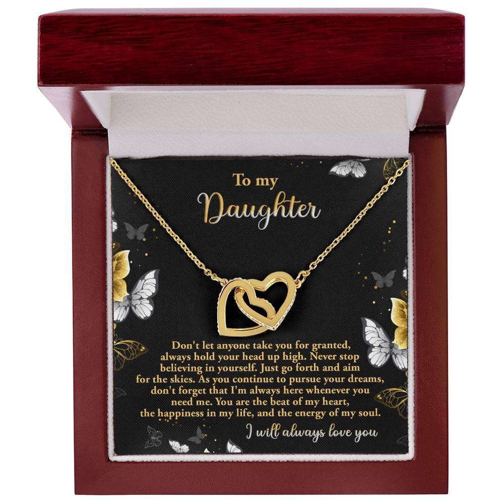 Gift for Daughter - Pursue Your Dreams I Will Always Love You Interlocking Hearts Necklace - Mallard Moon Gift Shop