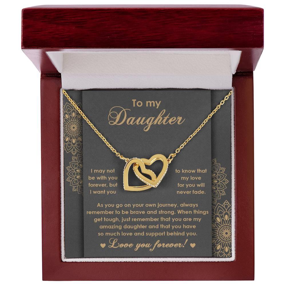 Gift for Birthday, Christmas - Daughter - Brave And Strong - Interlocking Hearts Necklace - Mallard Moon Gift Shop