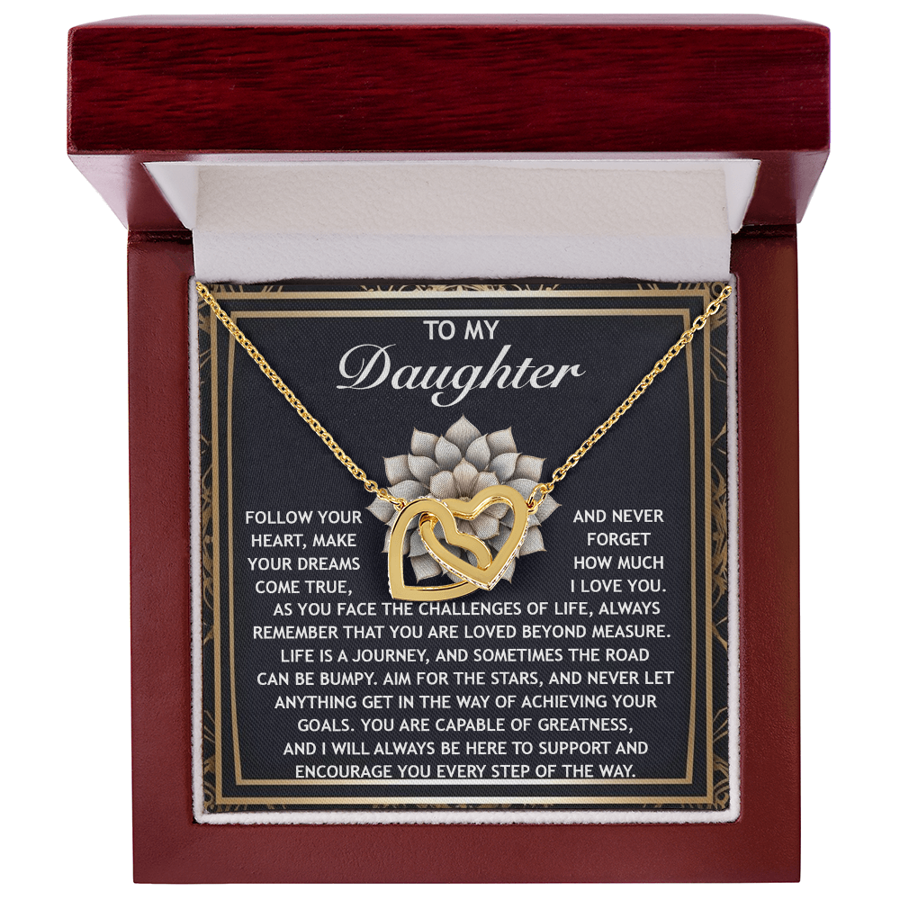 To My Daughter -A Gift of Love, Encouragement & Strength - Interlocking Hearts Necklace - Mallard Moon Gift Shop