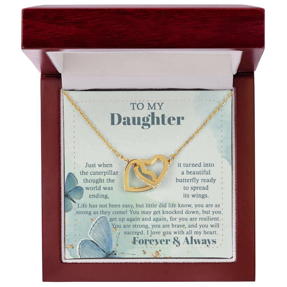 Gift for Birthday, Christmas - Daughter - Beautiful Butterfly - Interlocking Hearts Necklace - Mallard Moon Gift Shop