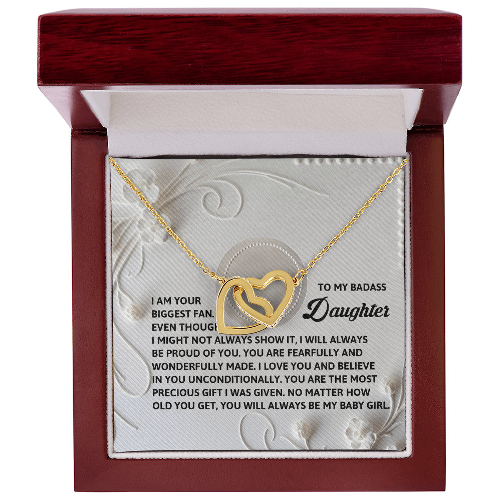 To My Badass Daughter - A Bold & Heartfelt Gift of Love -Interlocking Hearts Necklace - Mallard Moon Gift Shop