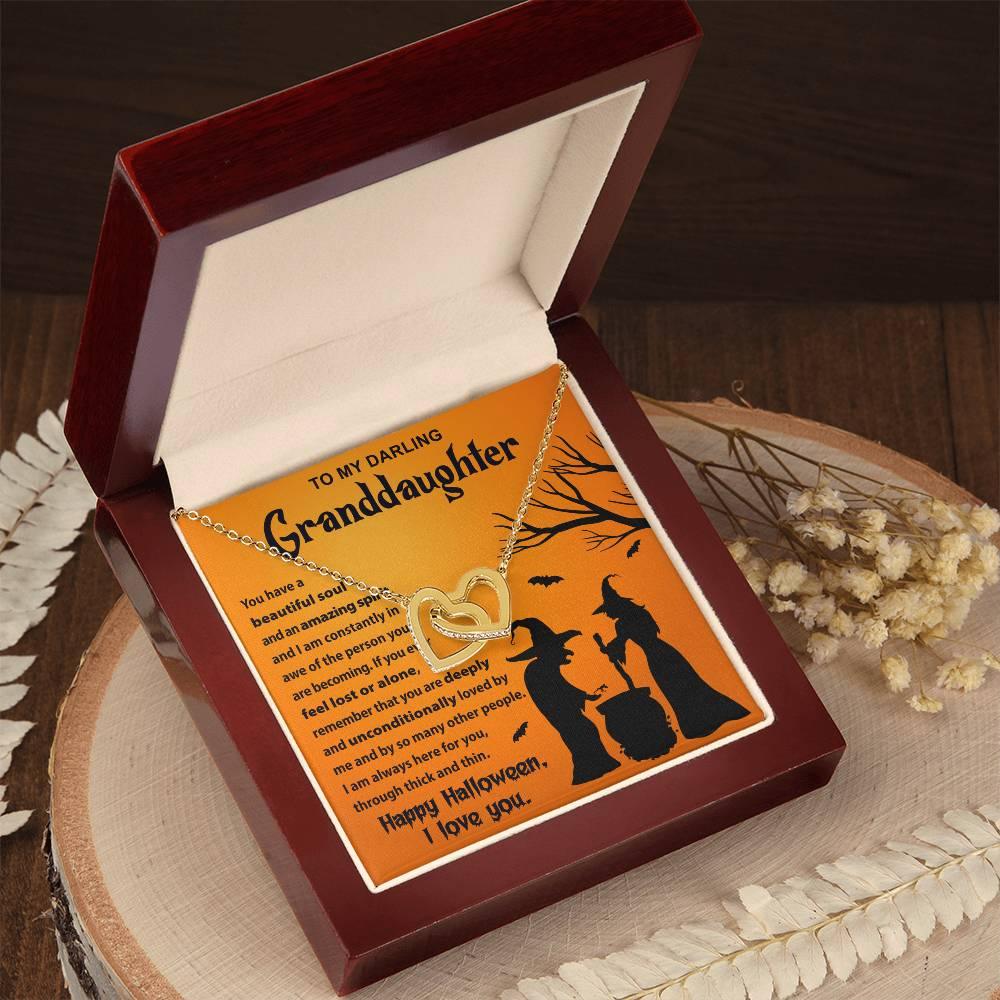 Granddaughter-Amazing Spirit Halloween Interlocking Hearts Pendant Necklace - Mallard Moon Gift Shop