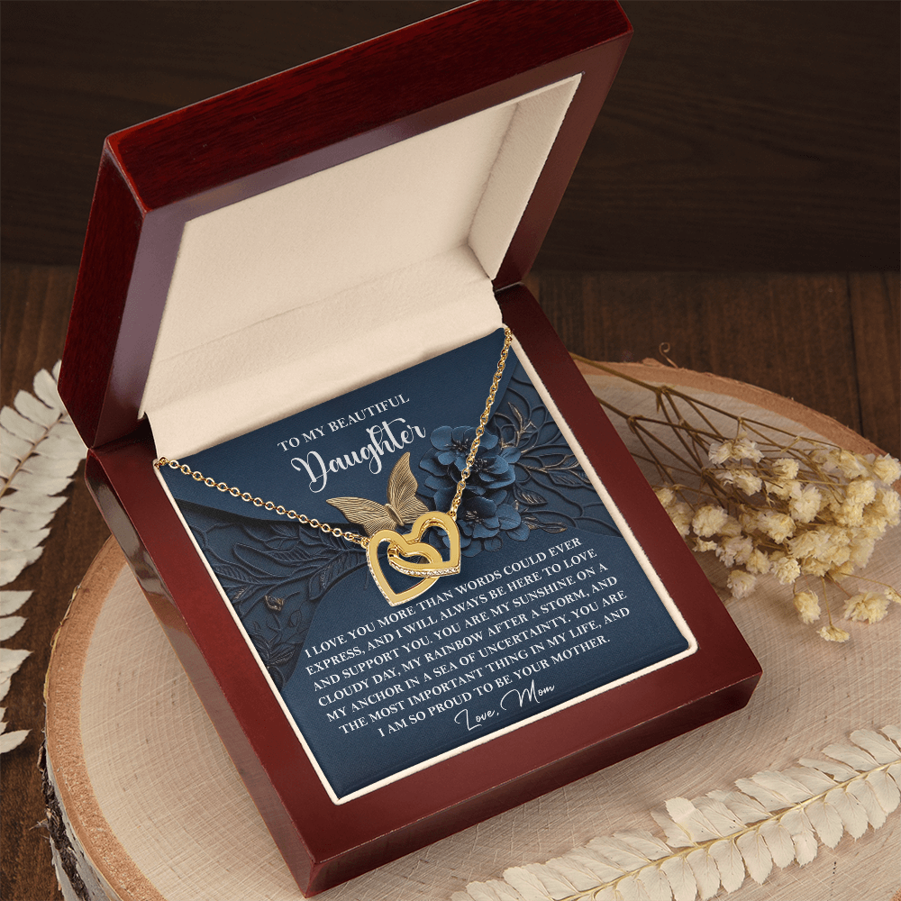 Daughter Gift - My Sunshine - Interlocking Hearts Necklace – A Heartfelt Gift from Mom - Mallard Moon Gift Shop