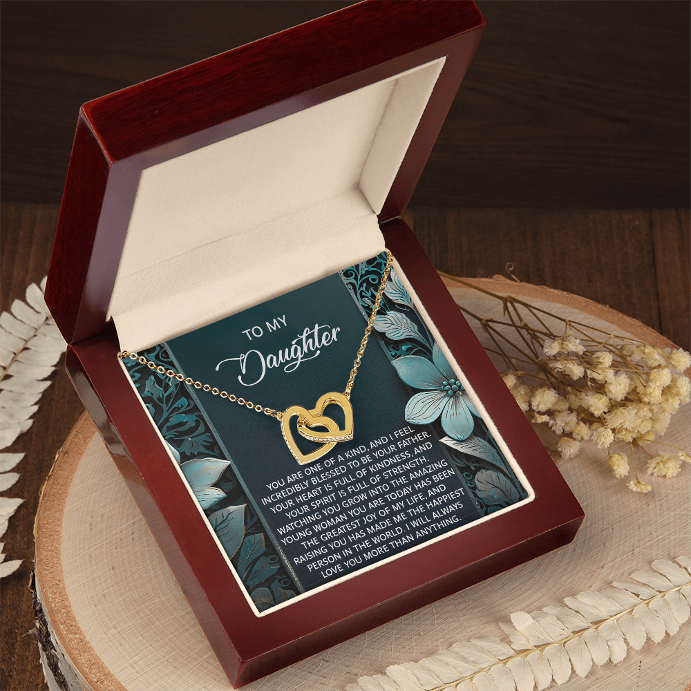 To My Daughter Interlocking Hearts Necklace – A Heartfelt Gift She'll Cherish Forever - I am Blessed to be your Father - Mallard Moon Gift Shop
