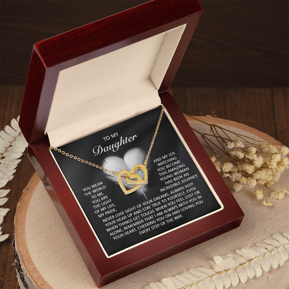 To My Daughter – A Gift of Love, Pride & Encouragement- Interlocking Hearts Necklace - Mallard Moon Gift Shop