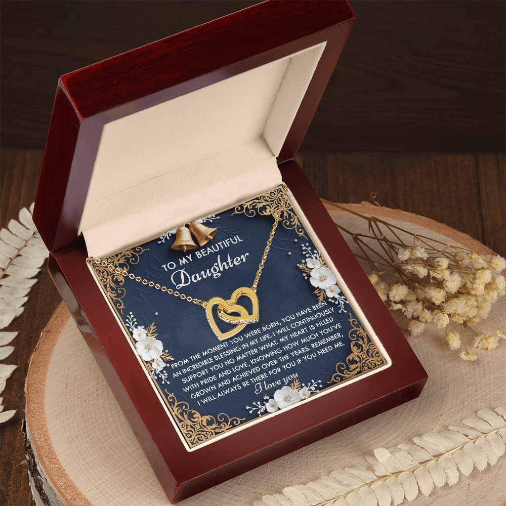 To My Beautiful Daughter - My Blessing - Interlocking Hearts Necklace – A Sentimental Gift of Love & Support - Mallard Moon Gift Shop