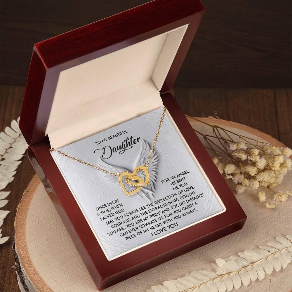 To My Beautiful Daughter - You Are My Angel - Interlocking Hearts Necklace - Mallard Moon Gift Shop