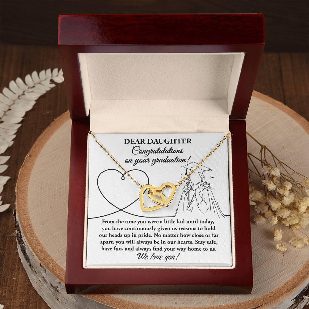 Dear Daughter Congratulations on your Graduation Interlocking Hearts Pendant Necklace - Mallard Moon Gift Shop