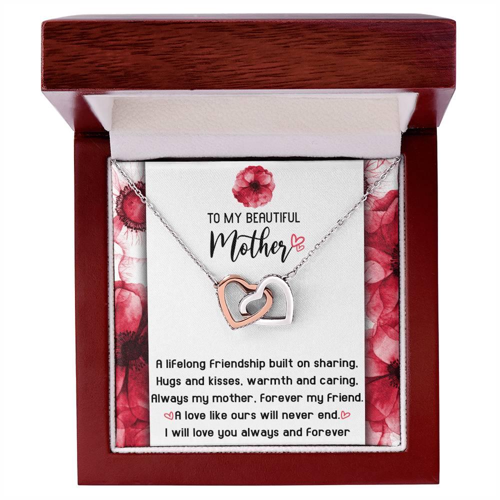 Gift for Mom Always my Mother Forever my Friend Interlocking Hearts Necklace - Mallard Moon Gift Shop