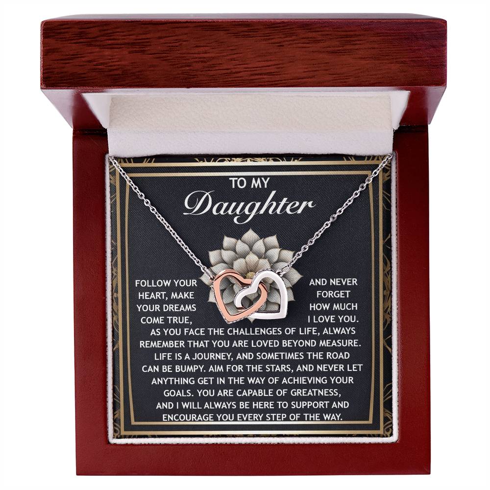 To My Daughter -A Gift of Love, Encouragement & Strength - Interlocking Hearts Necklace - Mallard Moon Gift Shop
