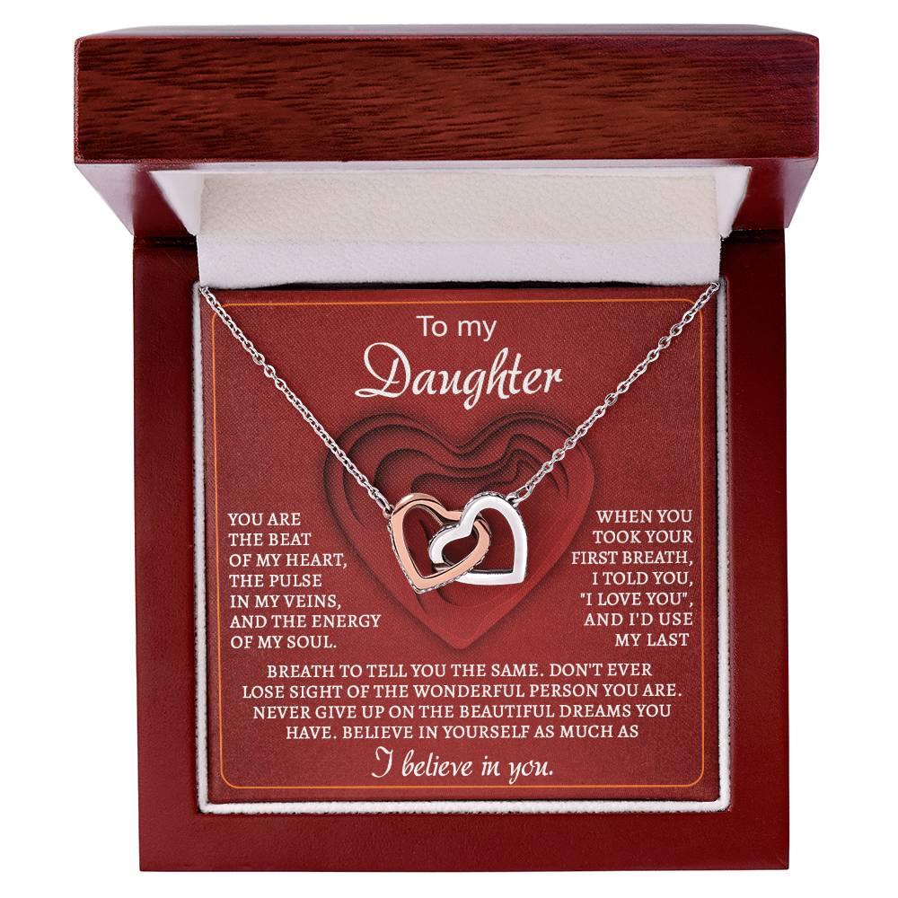 To My Daughter You Are the Beat of My Heart Interlocking Hearts Necklace - Mallard Moon Gift Shop