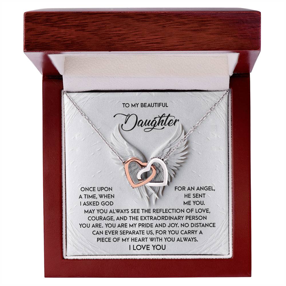 To My Beautiful Daughter - You Are My Angel - Interlocking Hearts Necklace - Mallard Moon Gift Shop