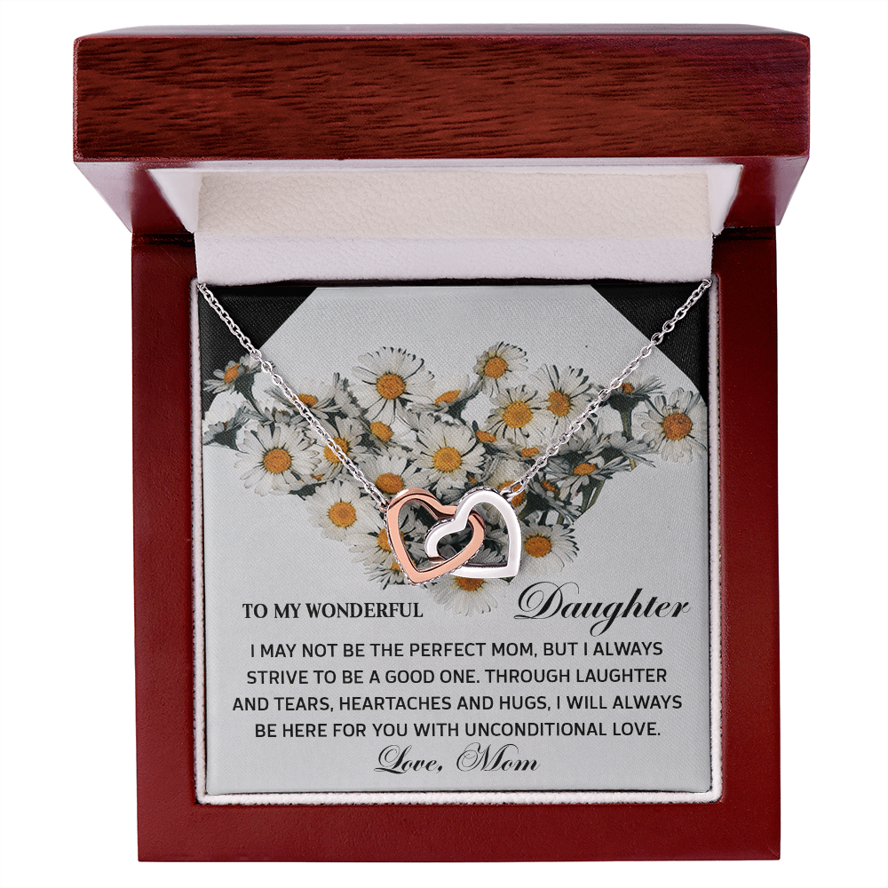 To My Wonderful Daughter - Unconditional Love from Mom - Interlocking Hearts Necklace - Mallard Moon Gift Shop