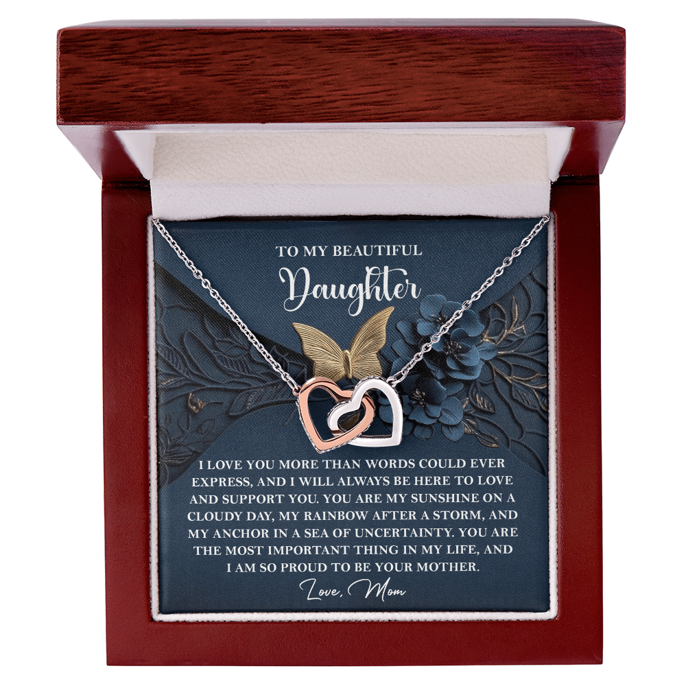Daughter Gift - My Sunshine - Interlocking Hearts Necklace – A Heartfelt Gift from Mom - Mallard Moon Gift Shop