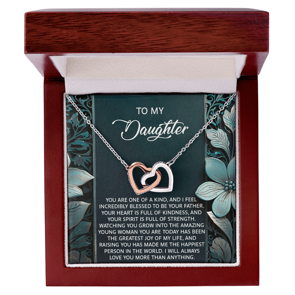 To My Daughter Interlocking Hearts Necklace – A Heartfelt Gift She'll Cherish Forever - I am Blessed to be your Father - Mallard Moon Gift Shop