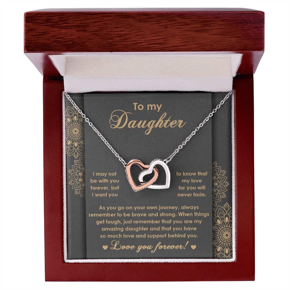 Gift for Birthday, Christmas - Daughter - Brave And Strong - Interlocking Hearts Necklace - Mallard Moon Gift Shop