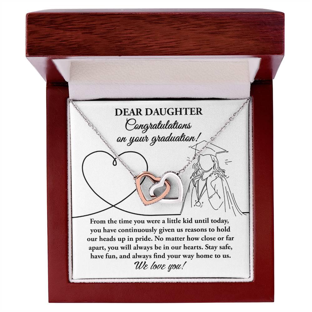 Dear Daughter Congratulations on your Graduation Interlocking Hearts Pendant Necklace - Mallard Moon Gift Shop