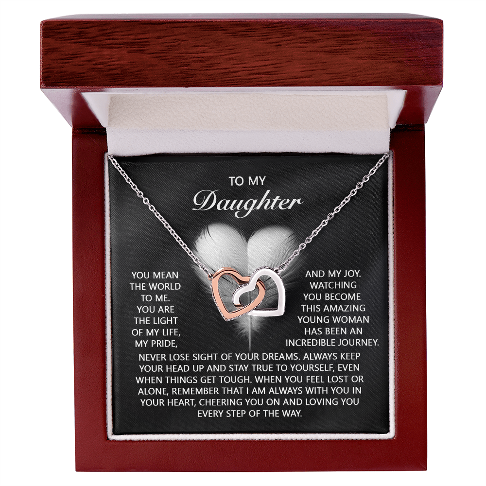 To My Daughter – A Gift of Love, Pride & Encouragement- Interlocking Hearts Necklace - Mallard Moon Gift Shop