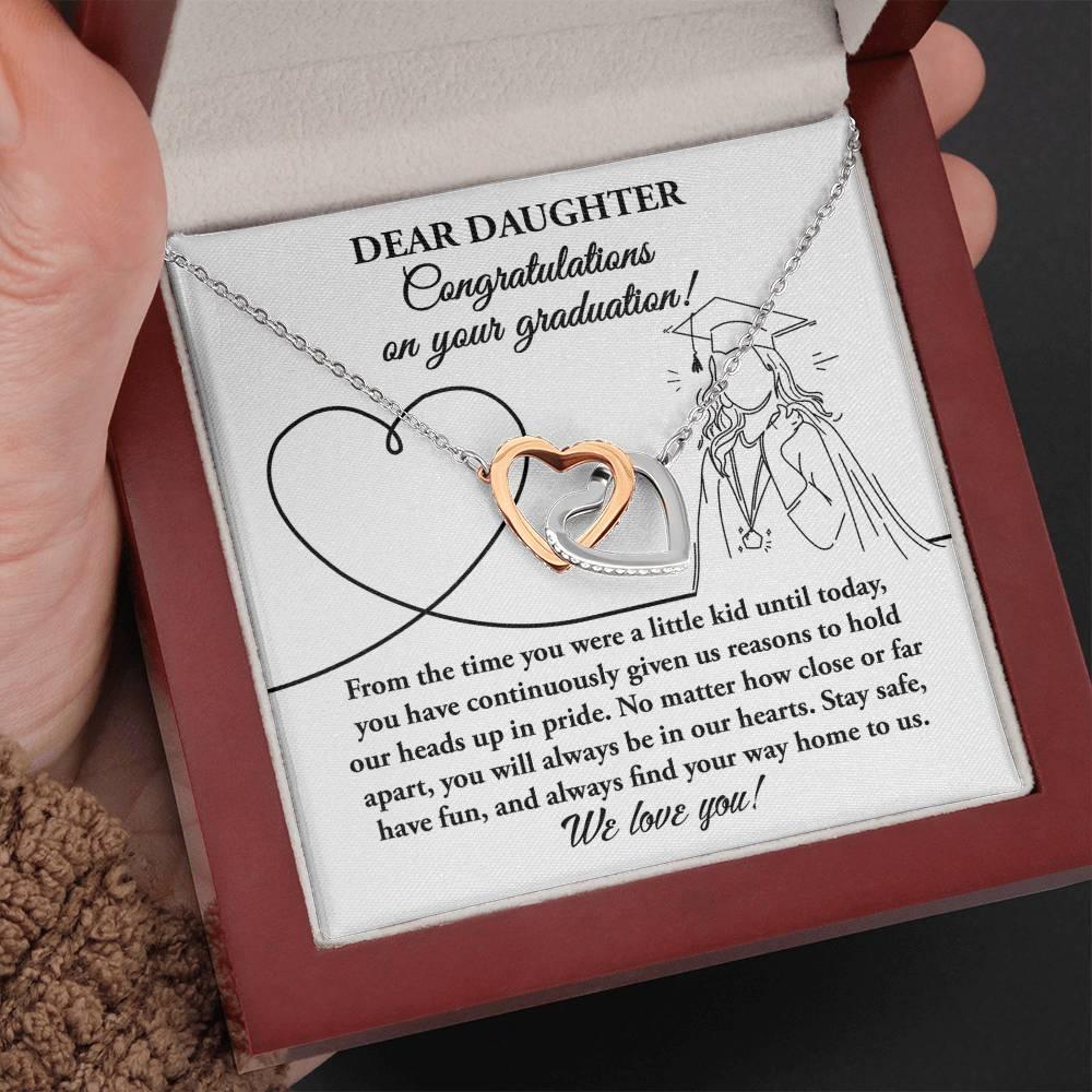 Dear Daughter Congratulations on your Graduation Interlocking Hearts Pendant Necklace - Mallard Moon Gift Shop