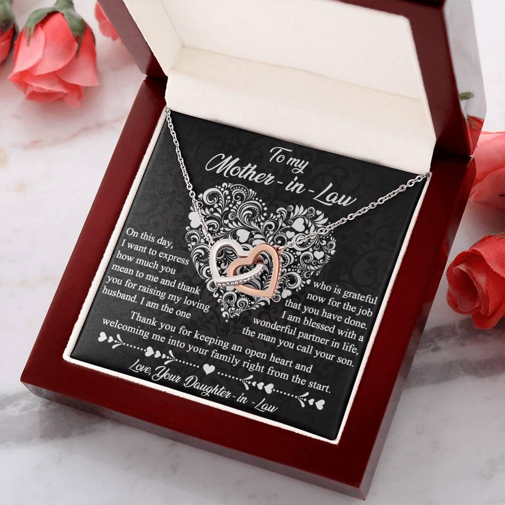 Gift for Mother-In-Law From Daughter-in-law Thank You for Keeping an Open Heart - Interlocking Hearts Necklace - Mallard Moon Gift Shop