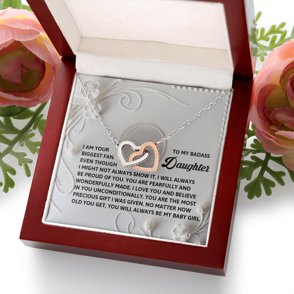 To My Badass Daughter - A Bold & Heartfelt Gift of Love -Interlocking Hearts Necklace - Mallard Moon Gift Shop