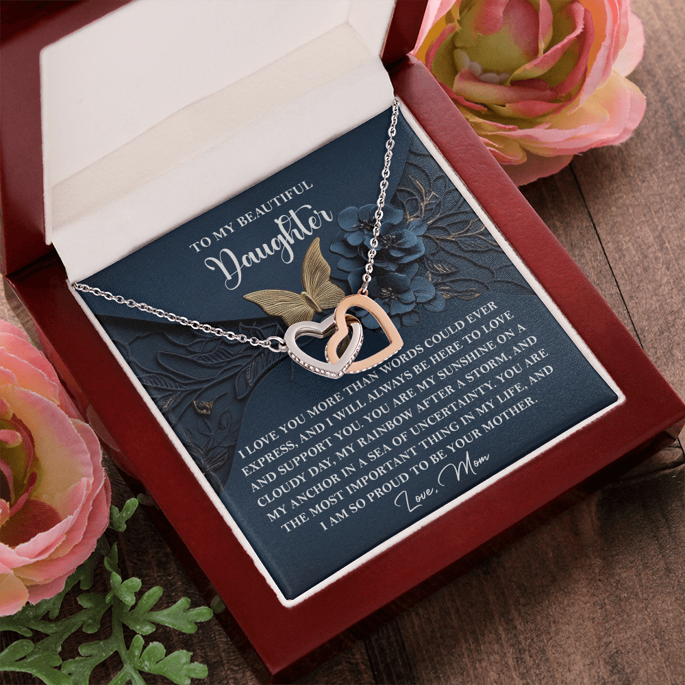 Daughter Gift - My Sunshine - Interlocking Hearts Necklace – A Heartfelt Gift from Mom - Mallard Moon Gift Shop