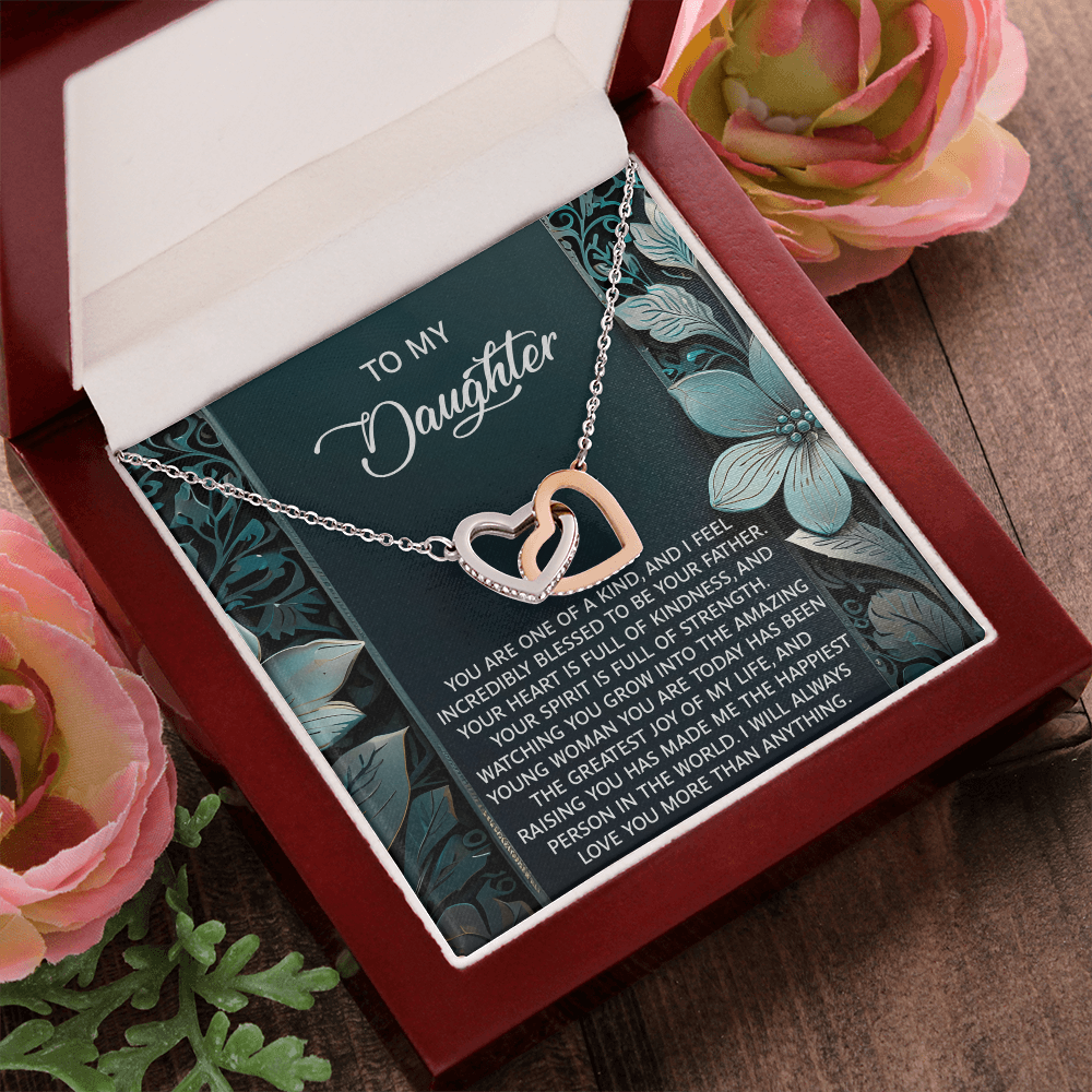 To My Daughter Interlocking Hearts Necklace – A Heartfelt Gift She'll Cherish Forever - I am Blessed to be your Father - Mallard Moon Gift Shop