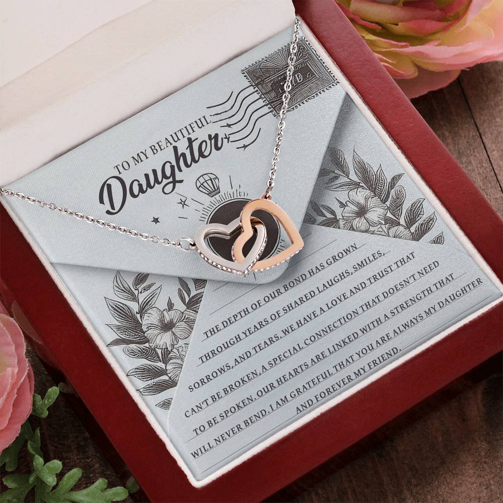 To My Beautiful Daughter - Forever My Friend - Interlocking Hearts Necklace - Mallard Moon Gift Shop