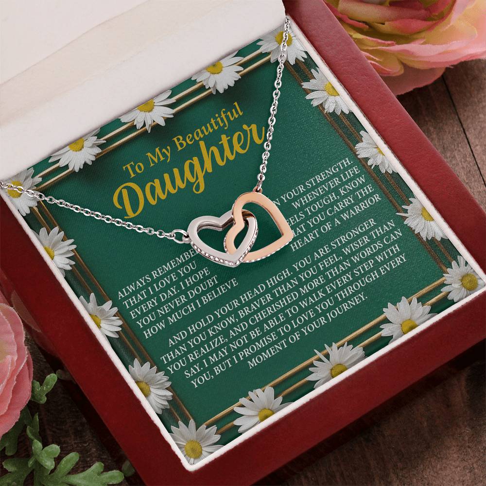 To My Beautiful Daughter - I Promise to Walk Every Step With You - Interlocking Hearts Necklace - Mallard Moon Gift Shop