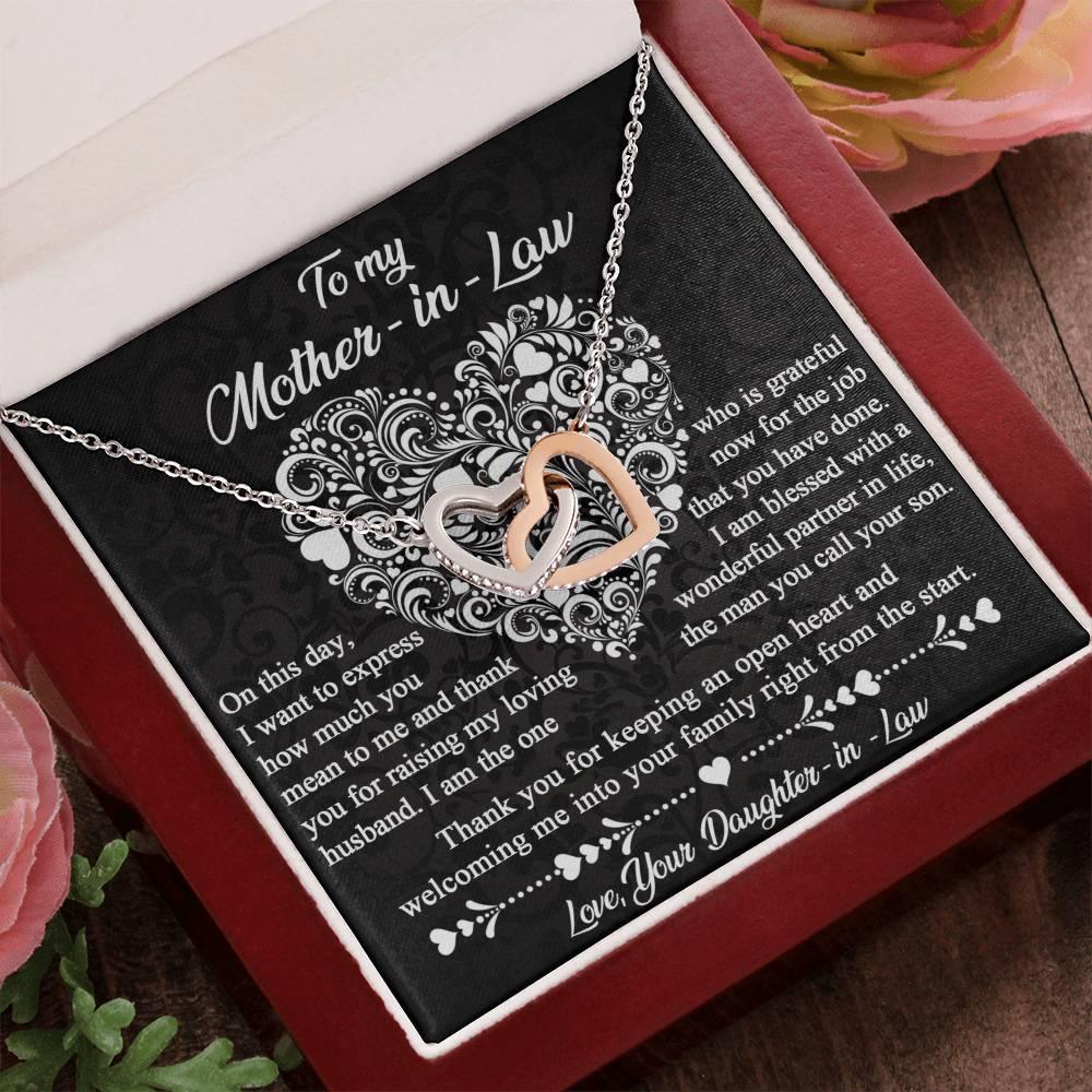 Gift for Mother-In-Law From Daughter-in-law Thank You for Keeping an Open Heart - Interlocking Hearts Necklace - Mallard Moon Gift Shop