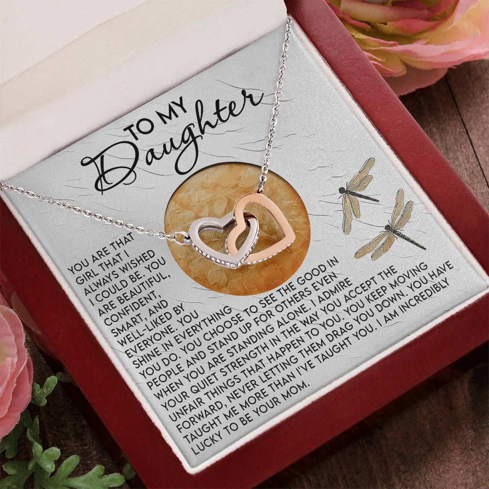 To My Daughter - Your Quiet Strength Inspires Me - Interlocking Hearts Necklace - Mallard Moon Gift Shop