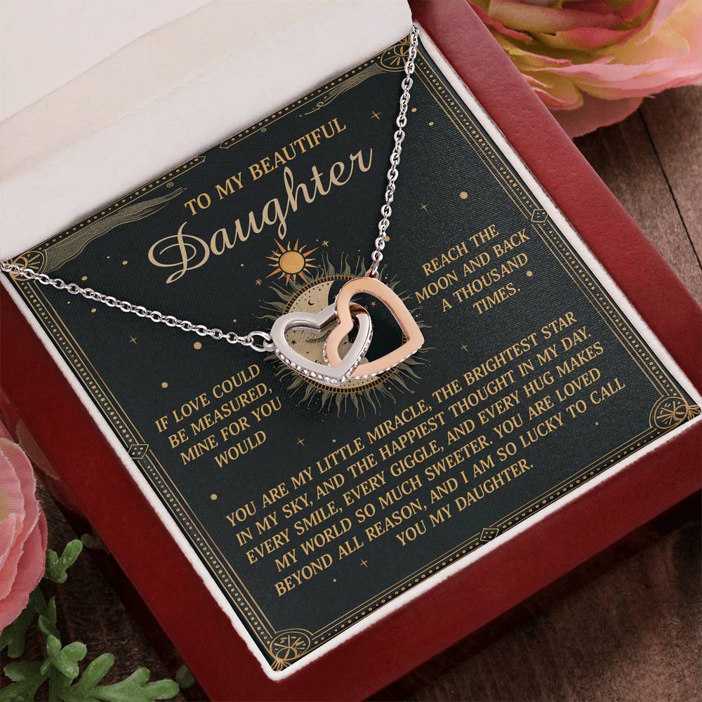 To My Beautiful Daughter – A Gift as Infinite as the Stars & Moon - Interlocking Hearts Necklace - Mallard Moon Gift Shop