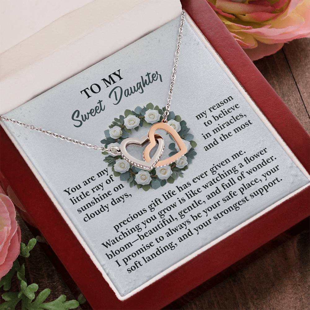 To My Sweet Daughter - A Sentimental Gift of Love & Encouragement - Interlocking Hearts Necklace - Mallard Moon Gift Shop