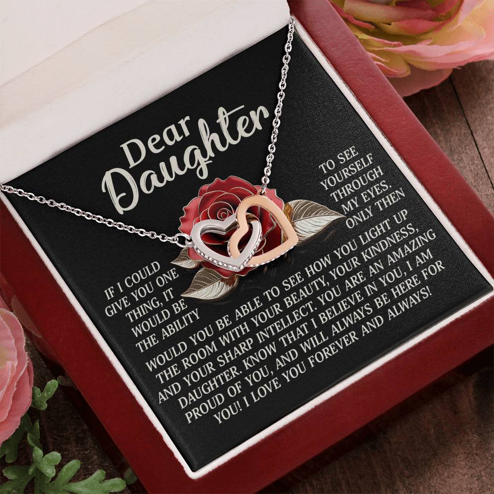 Daughter Gift - I Believe in You & Will Always Be Here - Interlocking Hearts Necklace - Mallard Moon Gift Shop
