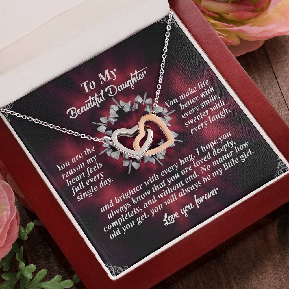 To My Beautiful Daughter - Always My Little Girl - Interlocking Hearts Necklace – A Gift of Endless Love - Mallard Moon Gift Shop