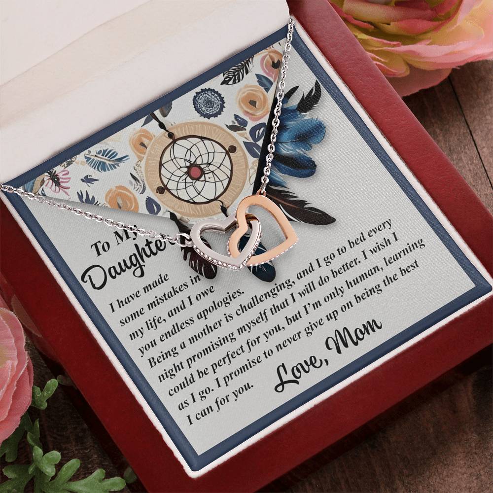 To My Daughter - Heartfelt Gift from Mom - Interlocking Hearts Necklace - Mallard Moon Gift Shop