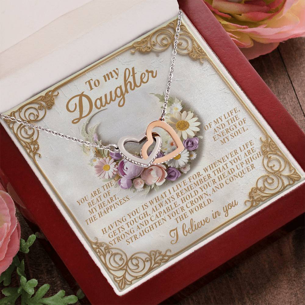 Gift for Daughter - I Believe in You Always - Interlocking Hearts Necklace - Mallard Moon Gift Shop