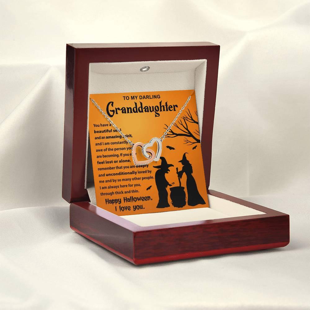 Granddaughter-Amazing Spirit Halloween Interlocking Hearts Pendant Necklace - Mallard Moon Gift Shop