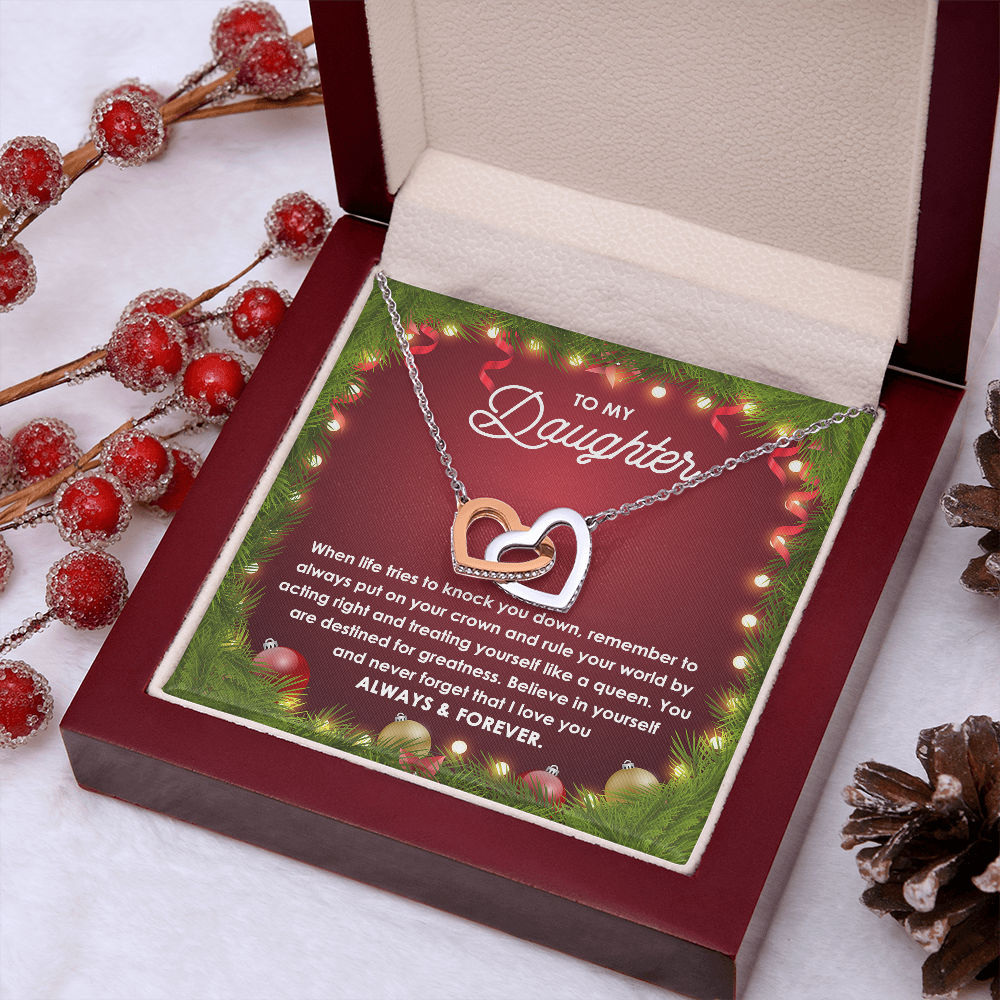 Daughter Gift - You Rule the World - Interlocking Hearts Pendant Necklace Christmas Gift - Mallard Moon Gift Shop