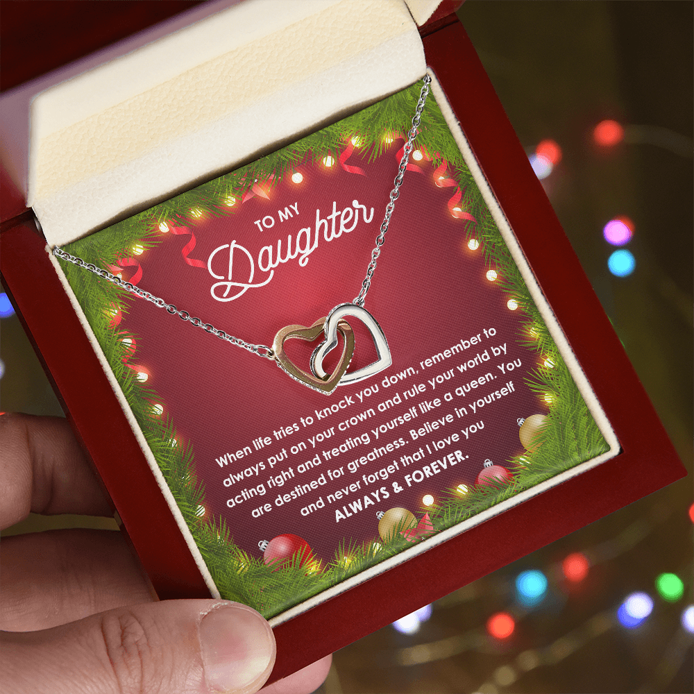 Daughter Gift - You Rule the World - Interlocking Hearts Pendant Necklace Christmas Gift - Mallard Moon Gift Shop