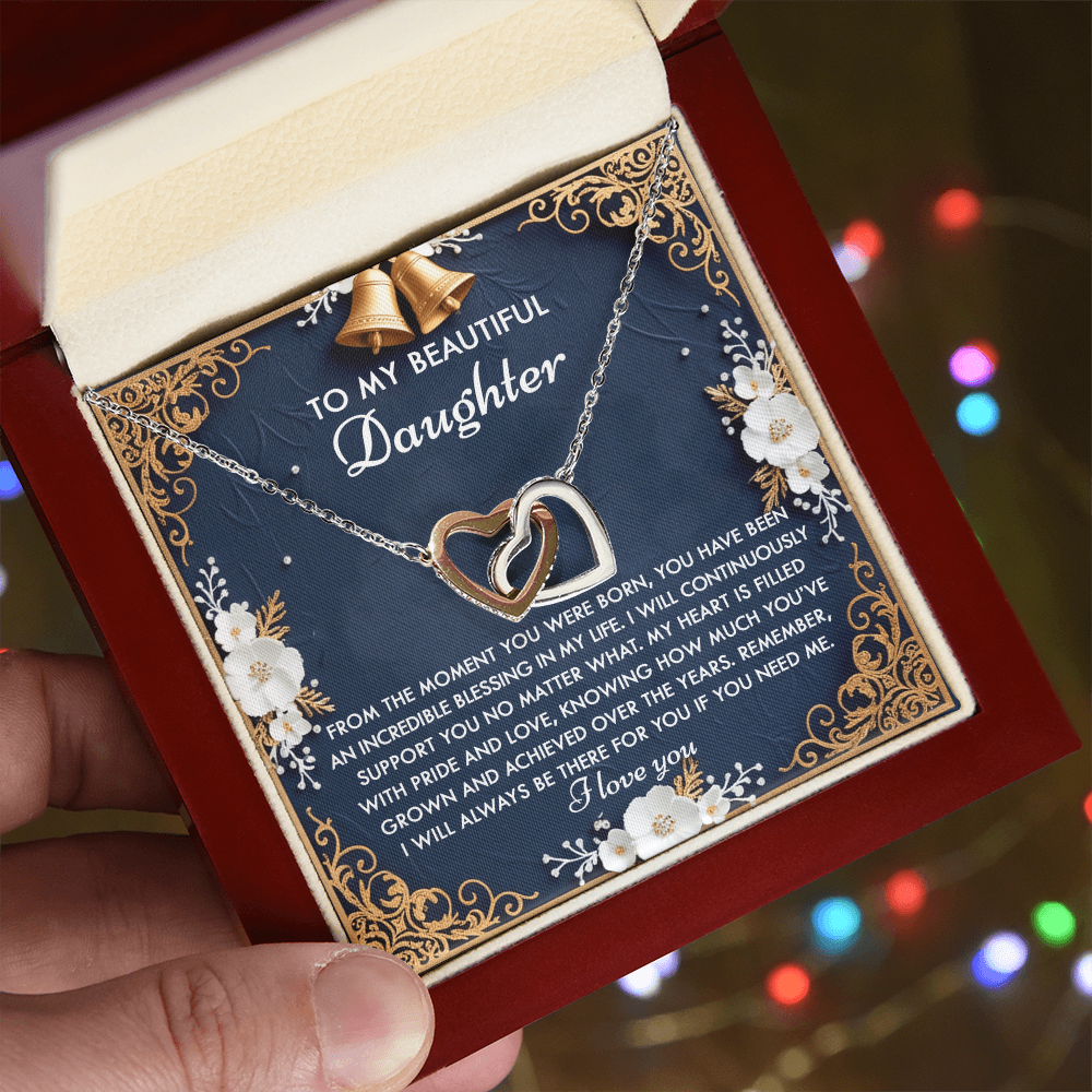 To My Beautiful Daughter - My Blessing - Interlocking Hearts Necklace – A Sentimental Gift of Love & Support - Mallard Moon Gift Shop
