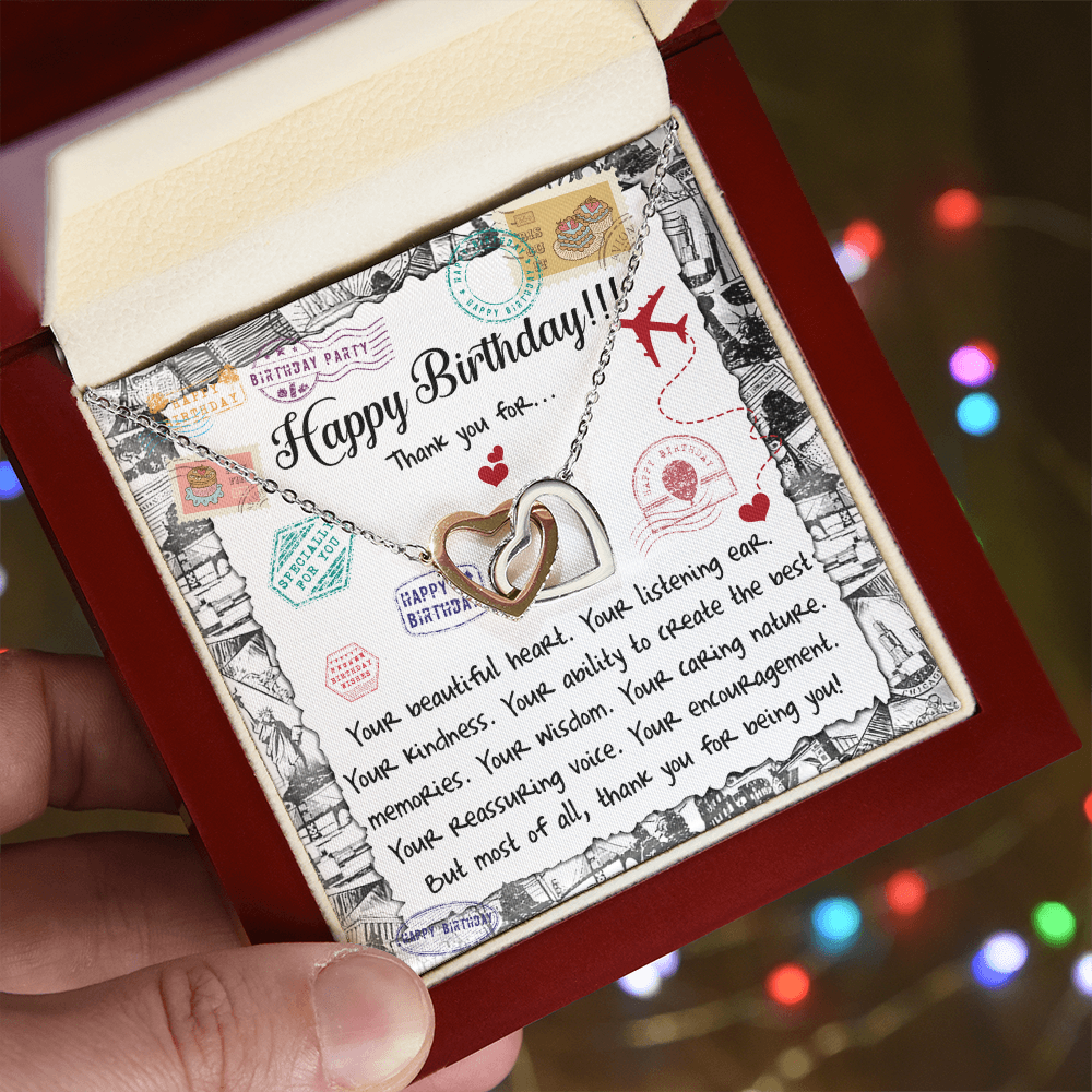 Happy Birthday Daughter Interlocking Hearts Necklace – Thank You for Being You | Meaningful Birthday Gift from Parent - Mallard Moon Gift Shop