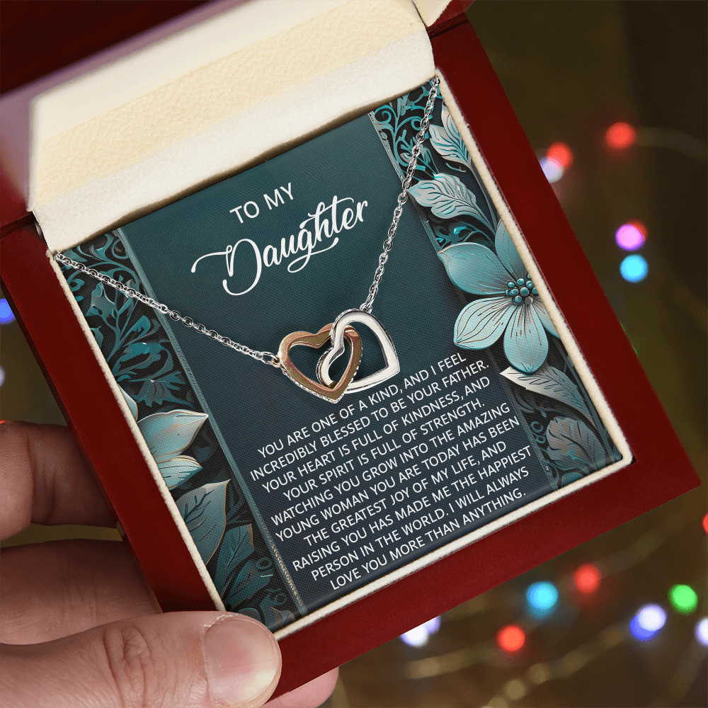 To My Daughter Interlocking Hearts Necklace – A Heartfelt Gift She'll Cherish Forever - I am Blessed to be your Father - Mallard Moon Gift Shop